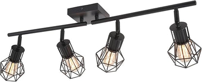 Track Lighting Fixtures Ceiling，Industrial Black Kitchen Track Lighting for Kitchen, Living Room, Dining Room, Hallway（E26