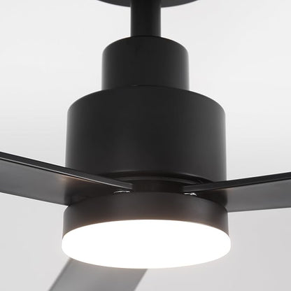 52" Black Ceiling Fan with Light and Remote, Modern 3-Blade DC Motor Ceiling Fan, Quiet Reversible Airflow, 6-Speed LED, Use for Bedroom Living Room Kitchen Indoor Use