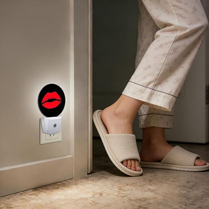 Red Lip Woman Night Light Plug-in Sleep Lamp Led Dusk to Dawn Night Light for Bedroom