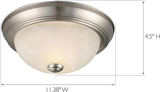 Design House 2-Pack Flush Mount Ceiling Light, 2-Light Traditional Fixture, Satin Nickel with Alabaster Glass, Dimmable, for Bedroom, Hallway, Entryway, 587527