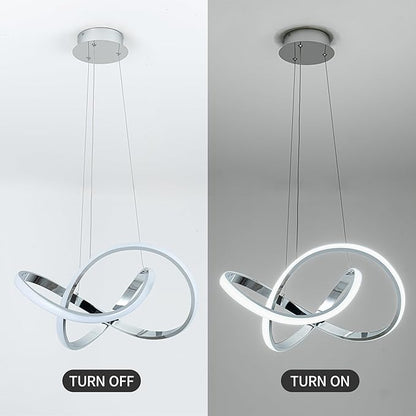 MAYNA LED Pendant Light with Irregular Ring Lights,Modern LED Chandelier, Dimmable Contemporary Ceiling Light Fixture for Dining Room Bedroom Kitchen Island Cafe, 6000K White