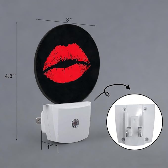 Red Lip Woman Night Light Plug-in Sleep Lamp Led Dusk to Dawn Night Light for Bedroom