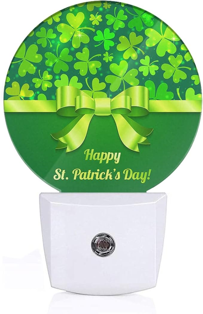 EKOBLA Shamrock Plug-in Night Light, Four-Leaf Clover LED Nightlight with Auto Sensor for St. Patrick's Day