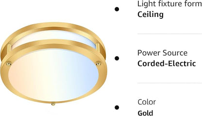 hykolity 10 inch Flush Mount LED Ceiling Light Fixture, 17W 1100lm, 2700K/3000K/3500K/4000K/5000K Adjustable Ceiling Lights, Gold Saturn Dimmable Lighting for Hallway Bathroom or Kitchen
