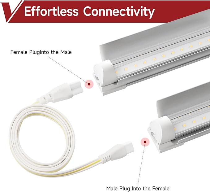 8 Pack LED Grow Light 1FT, 5000K Full Spectrum, 120W (8 x 15W), Linkable Growing Lamp Fixture, T8 Grow Lights for Indoor Plants, Seed Starting, Vegetables, White