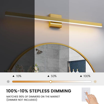 KAISITE Brushed Gold Vanity Light for Bathroom Above Mirror 39 inch LED 5CCT Bathroom Lighting Fixtures Dimmable Modern Bath Wall Light Fixture Over Mirror