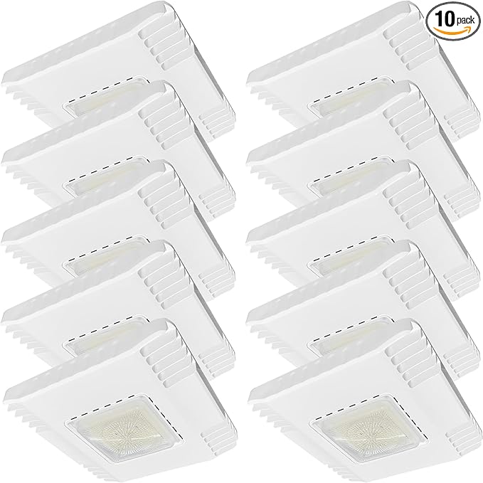 150W LED Canopy Light, 21000LM 5700K, Surface Mount LED Gas Station Ceiling Light, IP65 Outdoor Rated [600W HID/HPS Equiv.], High Bay Parking Garage Lighting, AC 90-277V, UL Listed (10 Pack)