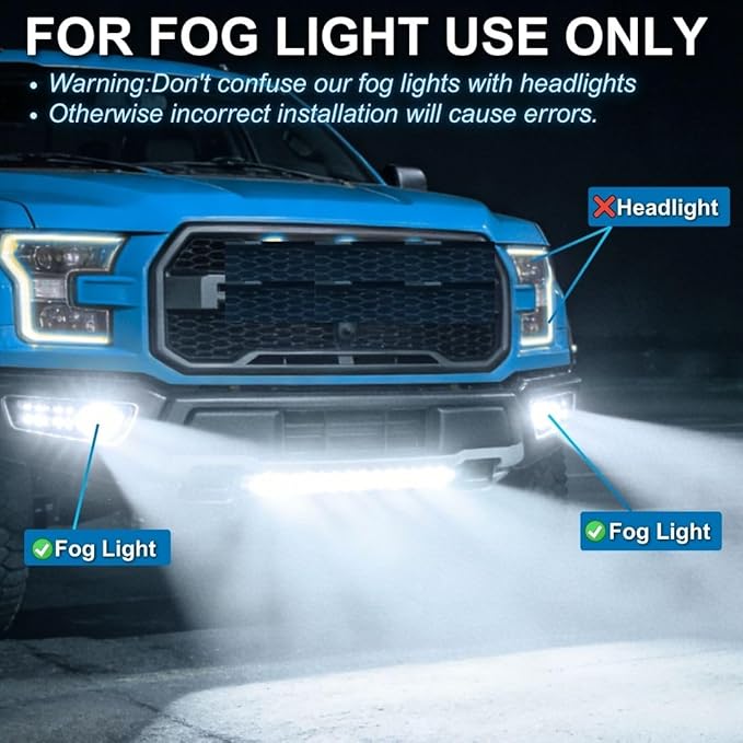 Marsauto HB3 Fog Light for Powersports ATV/UTV, 60,000LM 9005 Driving Light Bulbs with Silent Fan, Plug and Play, Off-Road Use or Fog Light, Pack of 2