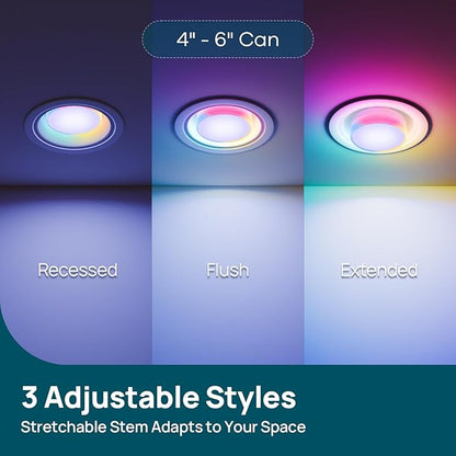 Linkind Matter BR30 Smart Light Bulbs with Stretchable Design & 4-Zone Aurascape Color, 850LM Recessed Smart Flood Light Bulb, Works with Alexa/Apple Home/Google Home, Music Sync Light Show, 1 Pack