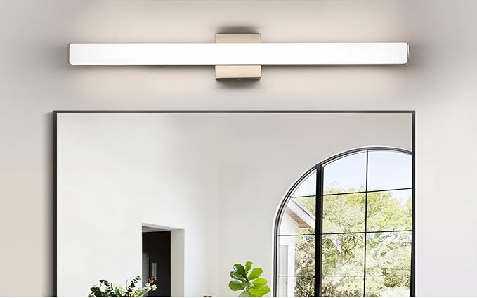 Bathroom Vanity Light Brushed Nickel Square LED 24 inch 14W 4000K Natural White Light Wall Bar Lighting Fixtures Over Mirror (Brushed Nickel, 31.5in 4000K Dimmable)