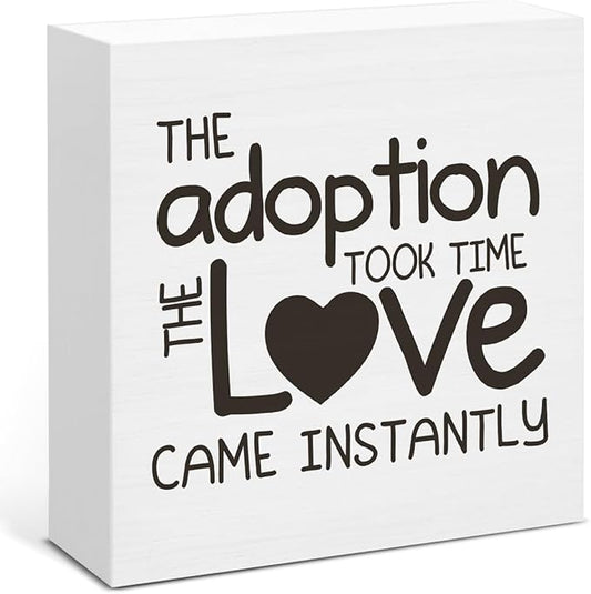 Adoption Gifts for Adoptive Parents, Thank You Gifts for Adoptive Parents, Adoption Day Gift Wooden Sign for Home Office Desk Decoration 5 x 5 Inches