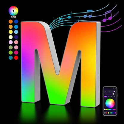 OJQ Light Up Letters LED Letter - Marquee Letters Room Decor Birthday Decorations Music Sync Color Change Colorful - Christmas Birthday Gifts for Girl - Teen Girls Gifts Party Home Wall Decor