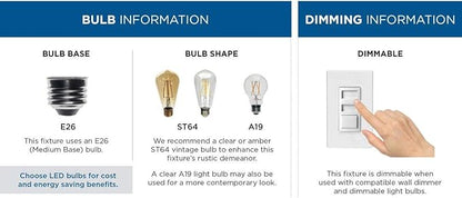 Progress Lighting Hinton Collection 1-Light Seeded Glass Vintage Brass Industrial Flush Mount Ceiling Light
