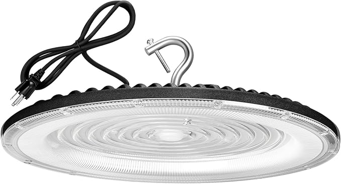 YANYCN 500W UFO Led High Bay Light Fixture,120V,5000K Daylight Commercial Shop Bay Lighting,75000LM,[2200W MH/HPS Equiv.] US Plug Area Lighting for Warehouse/Barn/Gym/Factory/Workshop