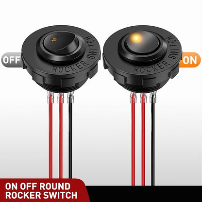 Nilight 1PC Round Rocker Switch with Shell 12V 24V 20A Yellow LED Toggle swtich with 16AWG Wires SPST 3Pin 2 Position for Car Truck Vehicle Boat Marine Rocker On Off Control