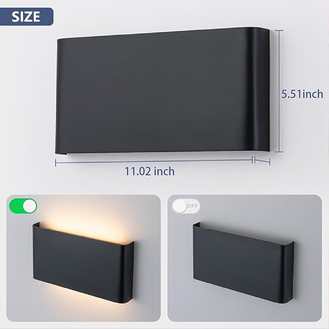 4 Pack Modern LED Wall Sconces, 15W Black Up and Down Wall Lights Indoor, 5 CCT Adjustable (3000K-6500K) Hardwired Decorative Wall Lamp for Hallway, Bedroom, Living Room, Stairwell