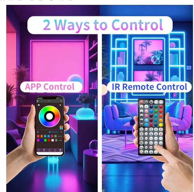 NBBUFF Led Lights for Bedroom 297FT (3 Rolls of 99ft), Color Changing RGB Led Strip Lights with 60 Keys Remote and App Control, Music Sync Led Lights for Room Kitchen Party Home Decor