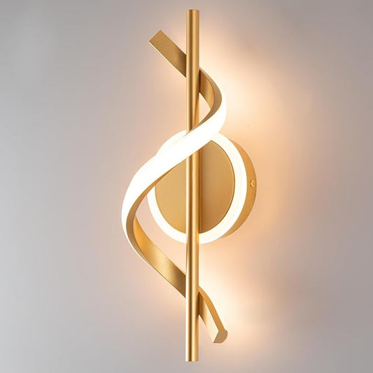 EIDISUNY LED Wall Sconces Indoor, 12W LED Wall Mount Lights, Modern Spiral Wall Lamp, 3000K Wall Light Fixture for Stairs, Living Room, Bedroom, Aisle, Hallway (Warm White, Gold)