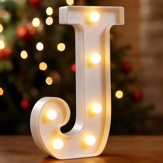 Small Led Marquee Letters, Light Up Letters, 8.58 Inch Led Letter Lights, Battery Powered Lighted Sign for Table, Party, Birthday, Christmas Decor (Letter J)