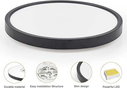 TALOYA Dimmable Flush Mount Ceiling Light,15.8Inch,24W,5 CCT,LED Ceiling Light Fixture for Bedroom,Kitchen,Living Room,Black