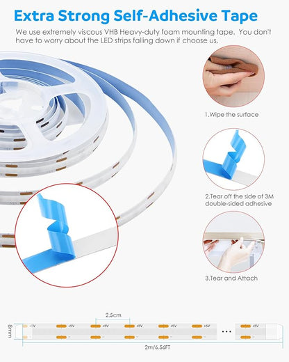 Aclorol LED Strip Lights 5V USB 6.56FT/2M 640 LEDs Blue Indoor Rope Lights for Bedroom Not Waterproof IP20 CRI85+ Flexible LED Light for TV Backlight Living Room Party DIY Lighting