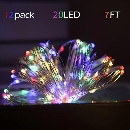 SOCO 12 Pack Fairy Lights Battery Operated, 7ft 20 Led Mason Jar Lights, Waterproof Fireflynew