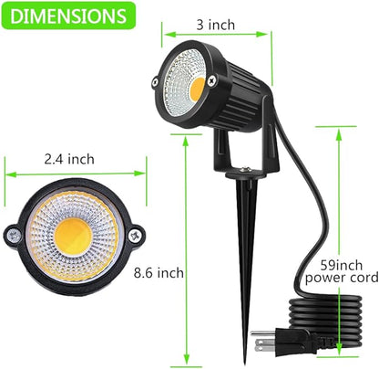 Romwish LED Landscape Spotlight 5W, Outdoor Landscape Lighting 120V Plug-in, 550LM Waterproof LED Landscape Lights, Landscape Spot Lights for Yard, Garden, Tree, Driveway, 3000K Warm White (6 Pack)