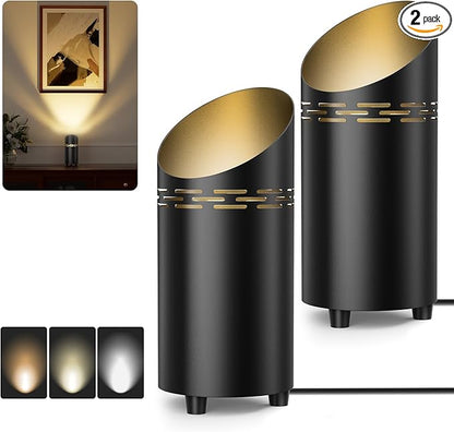2 Pack Uplights Indoor Floor Can Lights, 3000K/4000K/6000K Spotlight Indoor with GU10 Bulbs, Uplighting Spotlights with Foot Switch for Living Room Corner Sofa House Plant Wall Artwork Decor
