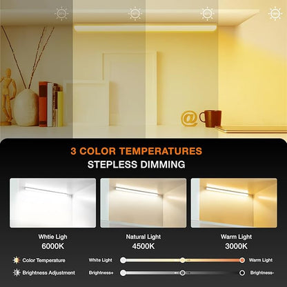 Under Cabinet Lights Remote Control, Magnetic Dimmable Closet Lights,USB Rechargeable Wireless LED Shop Light,Ceiling and Under Counter Lights for Kitchen,Wardrobe,Shelf(30CM,White)