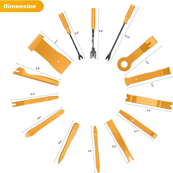 GOOACC 40Pcs Trim Removal Tool,Auto Terminal Removal Key Tool,Auto Clip Pliers Stereo Removal Tools,Car Upholstery Repair Removal Kit,Precision Hook and Pick Set,Wiring Threader,Car Film Scrape-Yellow