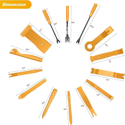 GOOACC 40Pcs Trim Removal Tool,Auto Terminal Removal Key Tool,Auto Clip Pliers Stereo Removal Tools,Car Upholstery Repair Removal Kit,Precision Hook and Pick Set,Wiring Threader,Car Film Scrape-Yellow