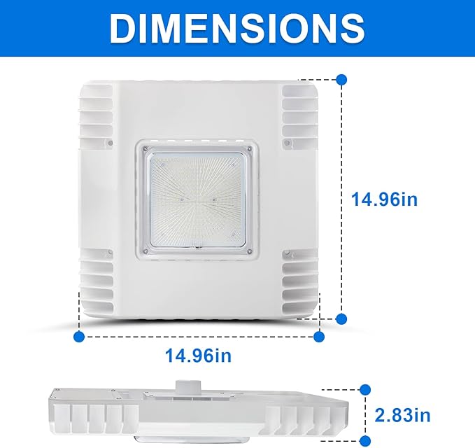 150W LED Canopy Gas Station Light, 21000LM 5700K Surface Mount Carport Ceiling Light (600W HID/HPS Equivalent), IP65 Rated High Bay Parking Garage Lighting, AC100-277V UL Listed (1-Pack)