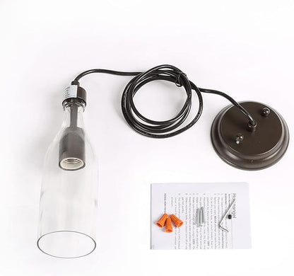 LNC Glass Pendent Lighting for Kitchen Island, Modern Farmhouse Glass Hanging Fixtures for Dining Room, 5” x 5” x 11.2”, 1-Light