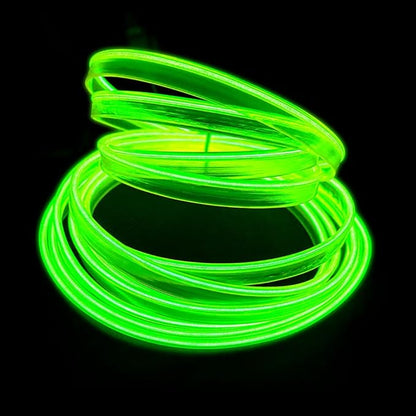El Wire Lemon Green Interior Car LED Strip Lights, 10M Neon Wire USB 5V with Fuse Protection for Automotive Interior Decoration, with 6mm Sewing Edge