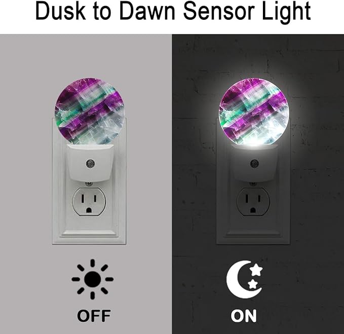 Purple Texture Plug in Night Light Auto Light Round Lamps Energy Saving Gift for Women Men Friends