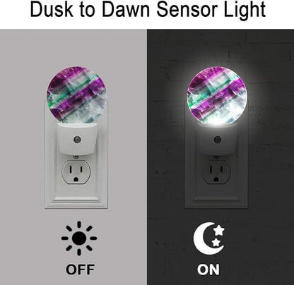 Purple Texture Plug in Night Light Auto Light Round Lamps Energy Saving Gift for Women Men Friends