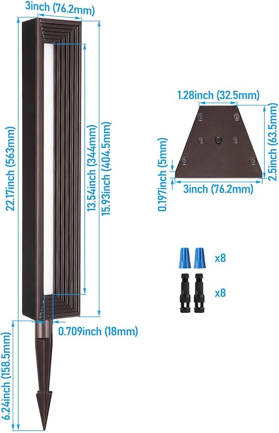 LEONLITE 8 Pack 5CCT Low Voltage Landscape Lights, 7W 12-24V LED Pathway Lights, Die-Casted Aluminum, IP65 for Outdoor Path Sidewalk Walkway, 1800K/2700K/3000K/4000K/5000K, ETL, Oil Rubbed Bronze