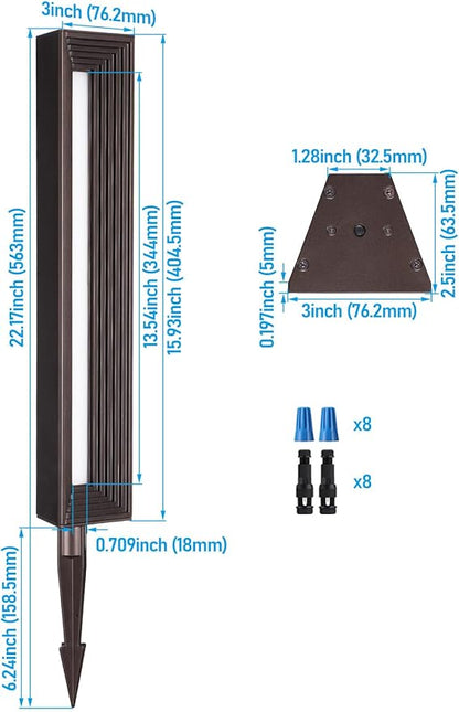 LEONLITE 8 Pack 5CCT Low Voltage Landscape Lights, 7W 12-24V LED Pathway Lights, Die-Casted Aluminum, IP65 for Outdoor Path Sidewalk Walkway, 1800K/2700K/3000K/4000K/5000K, ETL, Oil Rubbed Bronze