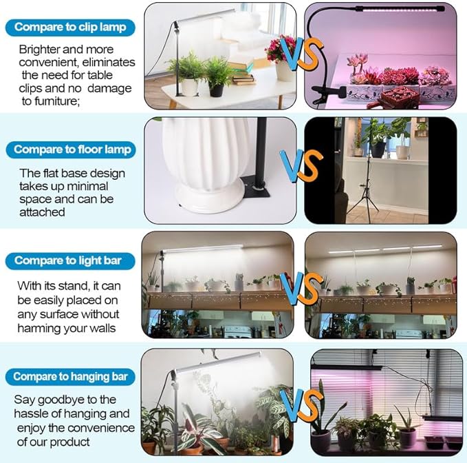 Standing LED Grow Light，Adjustable T12 Bar Plant Light, White 6500K Full Spectrum Plant Grow Lamp on Stand for Indoor Plants Seed Starting, Seedlings, Veg, Flower