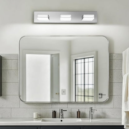 LED Modern Bathroom Light Fixtures, 3-Light 24-Inch Dimmable 5CCT Adjustable Chrome Vanity Lights for Bathroom Lighting Fixtures Over Mirror, 350° Rotatable Wall Lamp