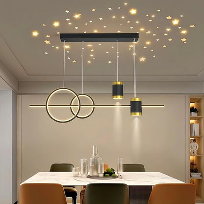 SMG Modern LED Pendant Light for Kitchen Island, 39" Black Linear Dining Room Chandelier Over Table, with Remote Control 3000K-6000K Dimming, Office Desk Hanging Lighting Fixture