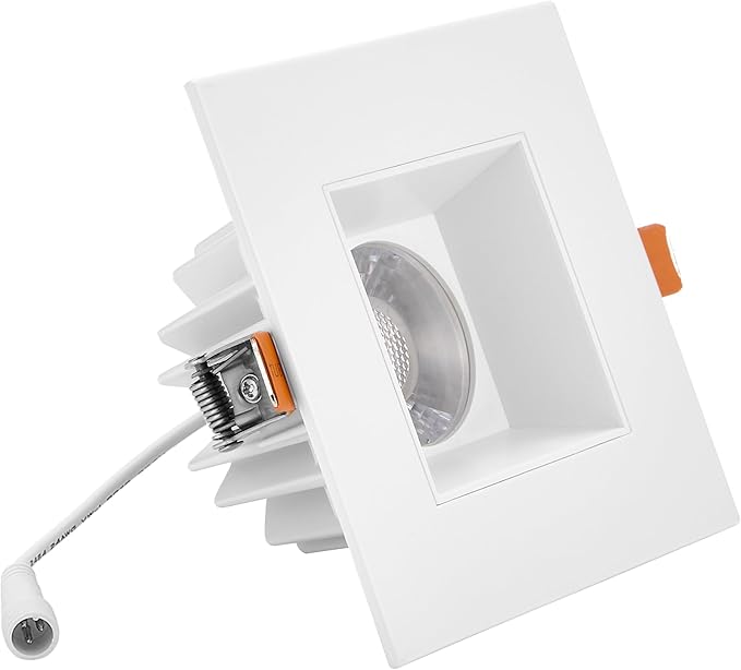 Maxxima 4 in. Low Kelvin Ultra-Thin Square Recessed Anti-Glare LED Downlight, Canless IC Rated, 1200 Lumens, 5 Color Temperature Selectable 2200K/2400K/2700K/3000K/3500K, Dimmable, J-Box Included