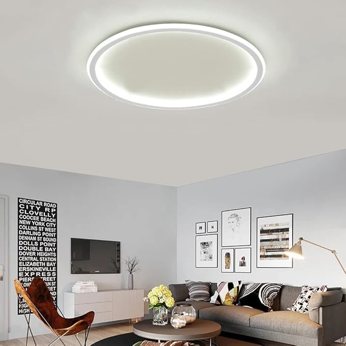 Dimmable LED Ceiling Light Fixture Flush Mount,24 inch Modern Round Recessed Ceiling Lamp with APP Adjustment,White 66W Close to Ceiling Lighting Living Room Bedroom,3000K-6000K