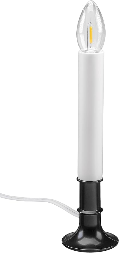 Xodus Innovations AC1120A-4 Electric Plug-in 8.25 inch Flameless Window Candle with Dusk to Dawn Light Sensor Timer,White Candle with Black Base Pack of 4