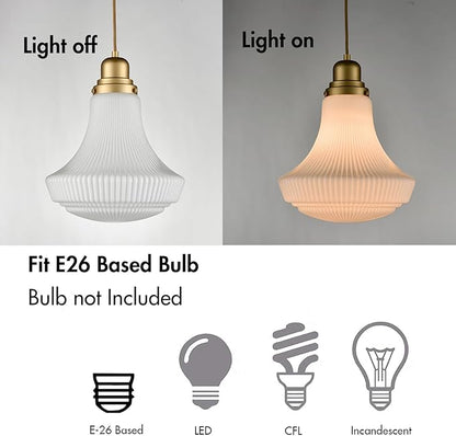 CLAXY Modern Gold Pendant Light Milk Glass Hanging Kitchen Pendant Light Fixture Dimmable- Adjustable Hanging Glass Pendant Lighting for Kitchen Dining Room Bedroom Restaurant
