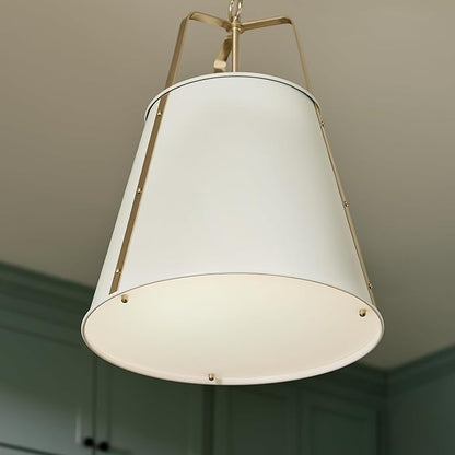 Kichler Etcher 2-Light Pendant Light Fixture with Etched Painted White Glass Diffuser, Kitchen Island Hanging Light in White and Champagne Bronze (22.5" x 18"), 52711WH