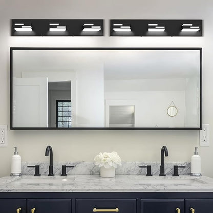 LED Modern Bathroom Vanity Light Fixtures 3-Light 22-inch 5CCT Dimmable Matte Black Vanity Lights for Bathroom Lighting Fixtures Over Mirror, with 360° Rotatable Acrylic Heads