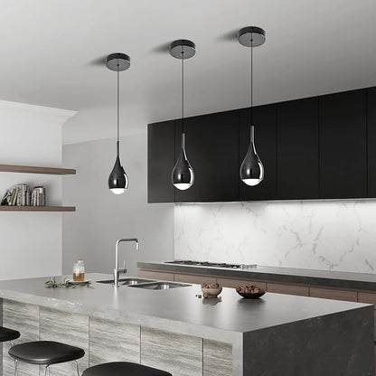 Pendant Lights Kitchen Island, Modern Black Pendant Light fixtures, LED Dimmable Hanging Pendant Lighting for Over Sink,Bar,Dining Room,Bedside,Lens COB 4000K(1-Pack)