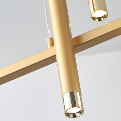 ORANOOR LED Gold Chandeliers for Dining Room, 39in Dimmable Modern Chandelier Gold Pendant Lights for Kitchen Island, Linear Ring Globe Pendant Light Fixtures Dining Room Lights Ceiling Hanging