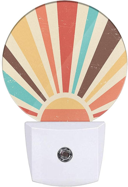 Boho Sun Night Lights Plug into Wall Abstract Sunshine Mid Century Modern Sun LED Dusk to Dawn Plug-in Nightlight Auto Sensor for Bedroom Bathroom Hallway Living Room